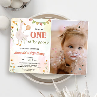 Convite Foto do Partido do primeiro aniversario Ganso de U