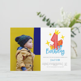 Convite Foto do Partido do primeiro aniversario Príncipe