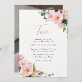 Convite Foto do Partido do segundo aniversário de Meninas 