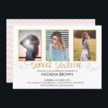 Convite Foto do partido Dourado Chic Modern Typography Swe<br><div class="desc">Personalize esta tipografia quic O doce convite de aniversário de 16 anos com suas fotos e detalhes da festa, fácil e rapidamente, basta pressionar o botão personalizar para reorganizar e formatar o estilo e o posicionamento do texto.  Você tem a opção de mudar a cor do design de fundo para...</div>