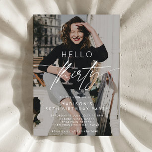 Convite Foto do Partido Modern Hello 30 aniversário de 30 