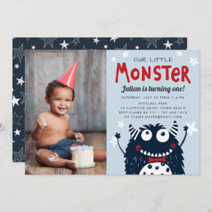 Convite Foto do Pequeno Aniversário de criança Monster