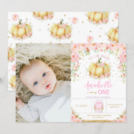 Convite Foto do primeiro aniversario de Abóbora Pequena Fe