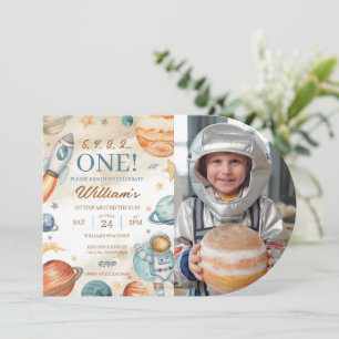 Convite Foto do primeiro aniversario de espaço