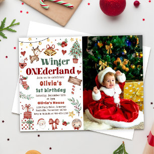 Convite Foto do primeiro aniversario de inverno Onederland