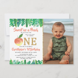 Convite Foto do primeiro aniversario de Peach Boys Doce