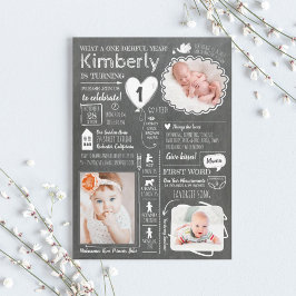 Convite Foto do primeiro aniversario Infográfico de Divers