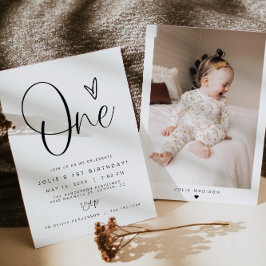 Convite Foto do primeiro aniversario Mínimo de Boho JOLIE