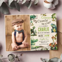 Convite Foto do primeiro aniversario para crianças répteis