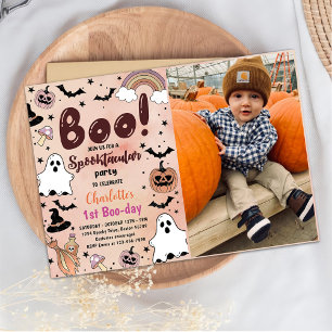 Convite Foto do primeiro aniversario Spooktacular do Hallo