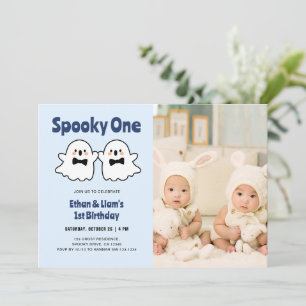 Convite Foto do primeiro aniversario Spooky One Gin Boys