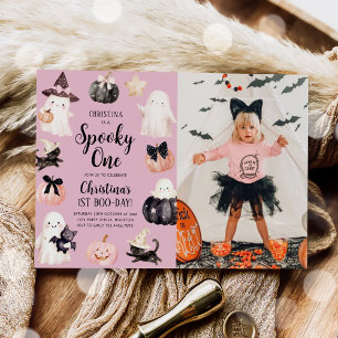 Convite Foto do primeiro aniversario Spooky One Halloween