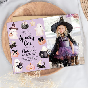 Convite Foto do primeiro aniversario Spooky One Halloween