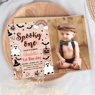 Convite Foto do primeiro aniversario Spooky One Halloween