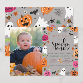 Convite Foto do primeiro aniversario Spooky One Halloween
