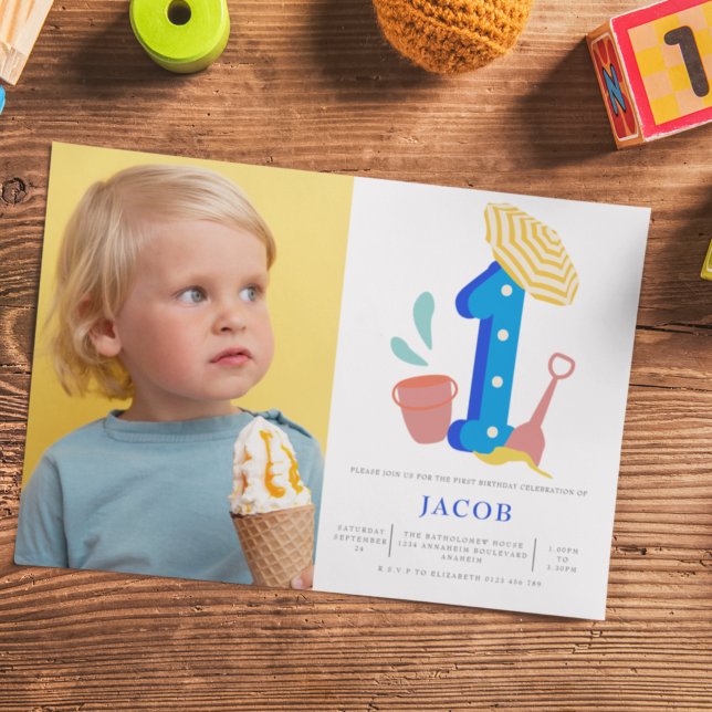 Convite Foto do primeiro aniversario Summer Beach Girls (Criador carregado)