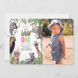 Convite Foto do primeiro aniversario Wild One Safari