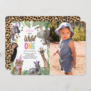 Convite Foto do primeiro aniversario Wild One Safari