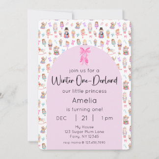 Convite Foto do primeiro aniversario Winter OneDerland Nut