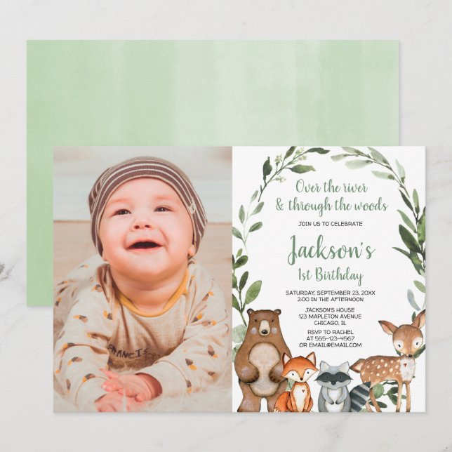 Convite Foto do primeiro primeiro aniversario do garoto da (Frente/Verso)