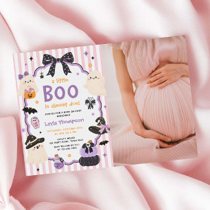 Convite Foto do Purple Ghost Halloween Boo Girl Baby Showe
