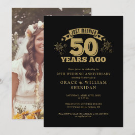 Convite Foto do recem casados 50º Aniversário, Preta e Dou
