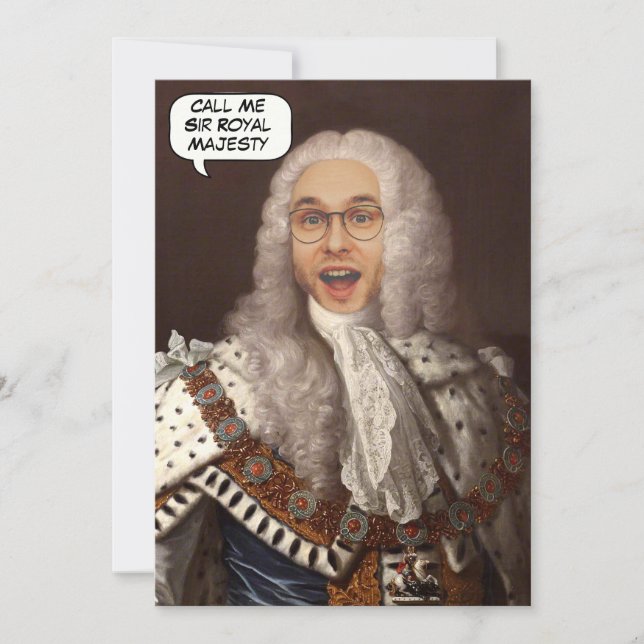 Convite Foto do Rei Personalizado Engraçado (Frente)