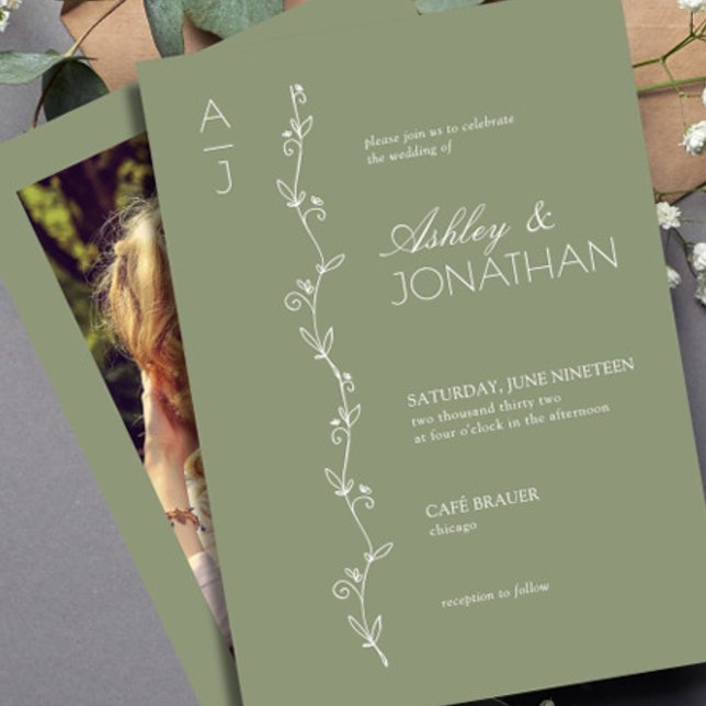 Convite Foto do Sage de Casamento do Divisor Botânico Mode (Criador carregado)
