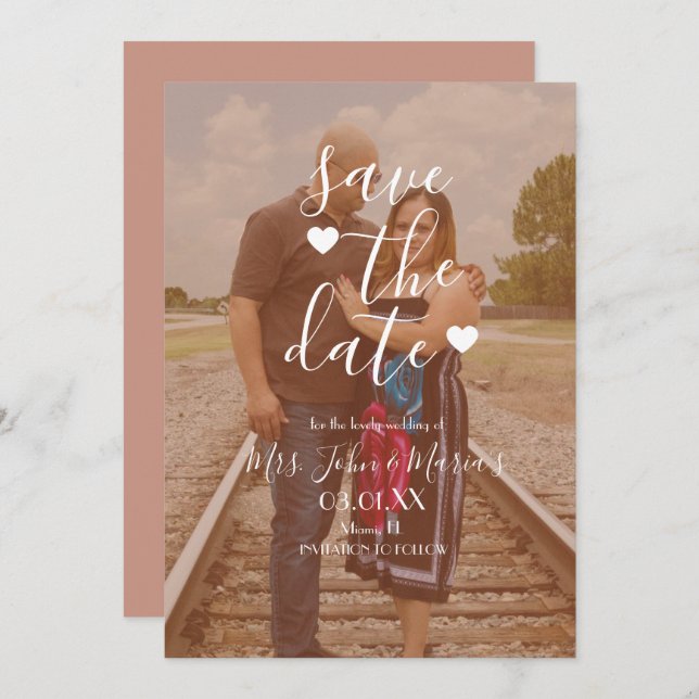 Convite Foto do Script White Heart Salvar a Data (Frente/Verso)