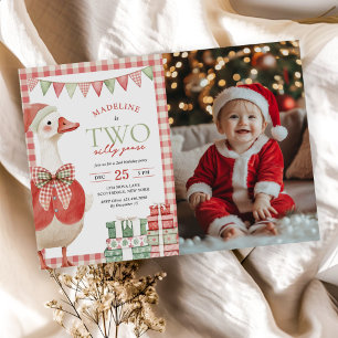 Convite Foto do segundo aniversário de Natal de dois Bobos
