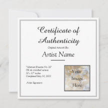 Foto do Silver Certificate of Authenticity Art