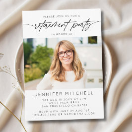 Convite Foto do Simples Elegante Script Retirement Party