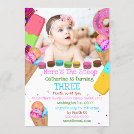 Convite Foto do sorvete Sweets ANY AGE festa de aniversári