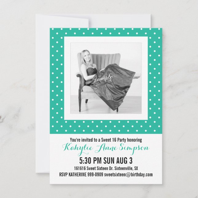 Convite Foto do Sweet 16 Party (Frente)