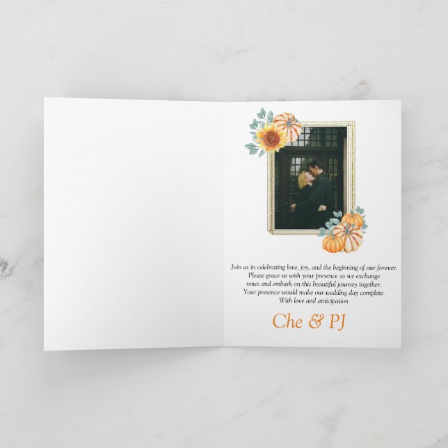 Convite Foto do tema do casamento outono (Interior)