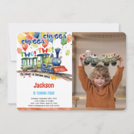 Convite Foto do Trem da Festa de Aniversário de 4 anos