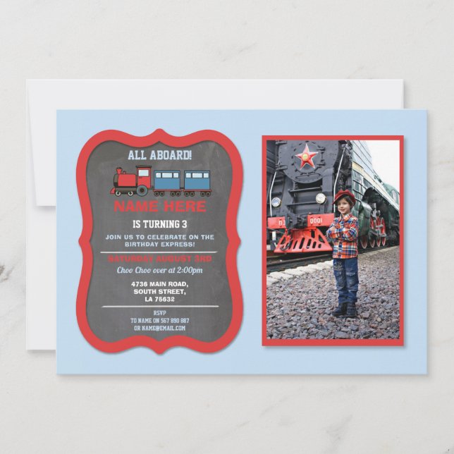 Convite Foto dos comboios dos comboios de Festa de anivers (Frente)