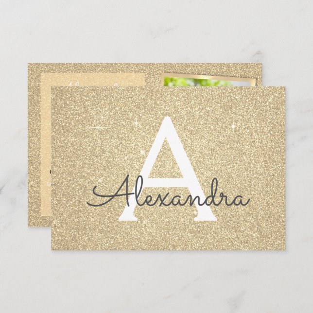 Convite Foto Dourada de 13 Birthday Sparkle Luxury (Frente/Verso)