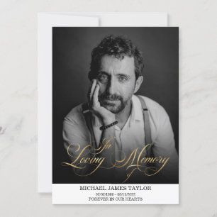 Convite Foto Dourada De Caligrafia No Funeral De Memória A