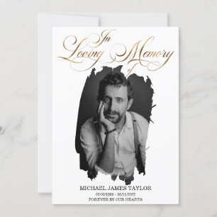 Convite Foto Dourada De Caligrafia No Funeral De Memória A