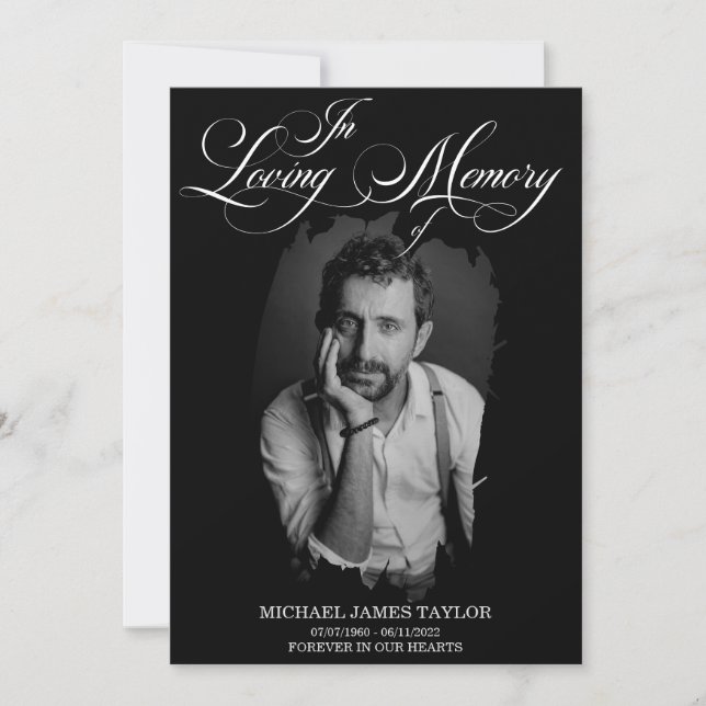 Convite Foto Dourada De Caligrafia No Funeral De Memória A (Frente)