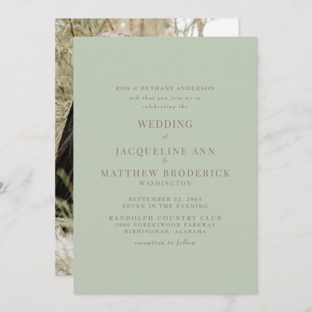 Convite Foto Dourada de casamento (Frente/Verso)