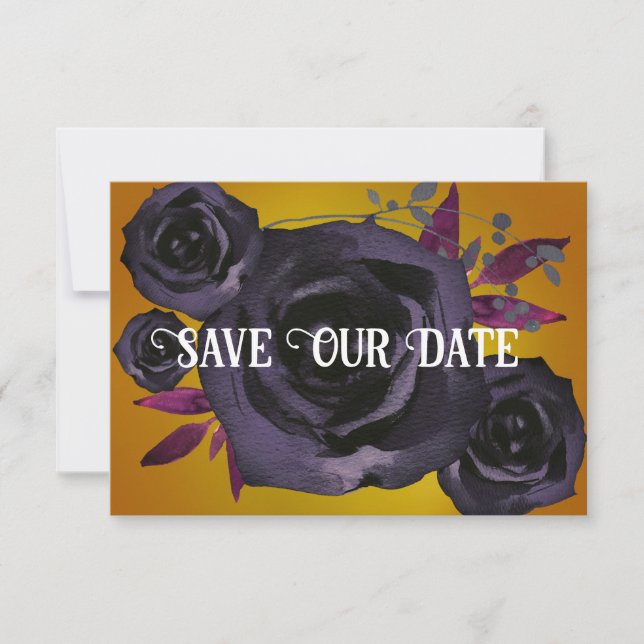 Convite Foto Dourada do Rosa preto para salvar nossa data (Frente)