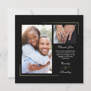 Convite Foto Dourada e preta do roteiro branco - Obrigado