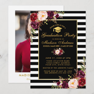 Convite Foto Dourada e riscada de Festa de formatura para 