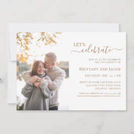 Convite Foto Dourada Festa de noivado de Casamento