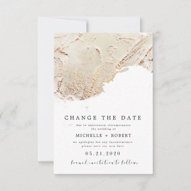 Convite Foto dourada texturizada Alterar a data (Frente)