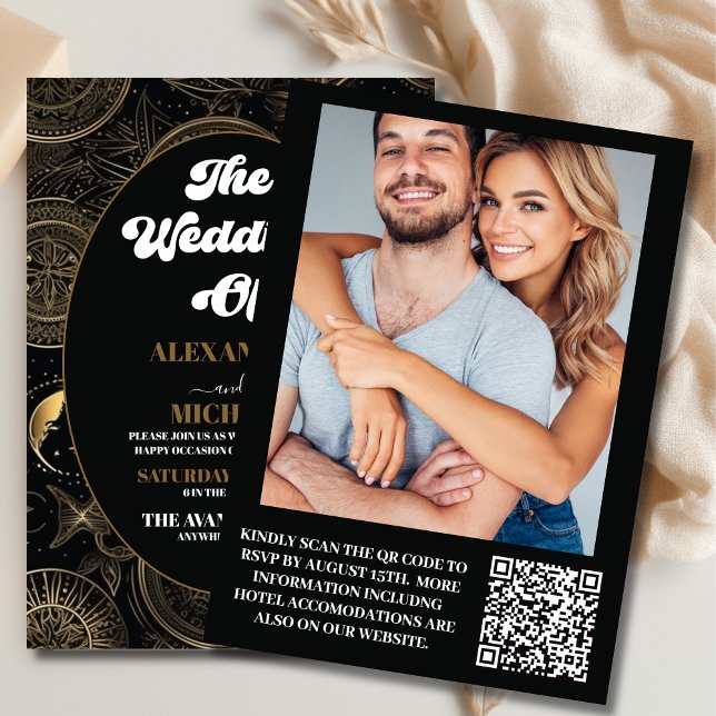 Convite Foto: Dourado Casamento Celestial (Criador carregado)