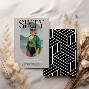 Convite Foto e assinatura moderna Oval 60º aniversário