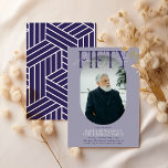 Convite Foto e assinatura modernas Oval 50º aniversário<br><div class="desc">Na moda 50º Convite de Aniversário. Design apresenta uma fotografia oval da aniversariante/rapaz, a elegante inscrição 'FIFTY' com o nome das pessoas no script de assinatura no topo e um simples modelo de festa de aniversário que é fácil de personalizar com seus próprios detalhes. As cores também podem ser alteradas...</div>